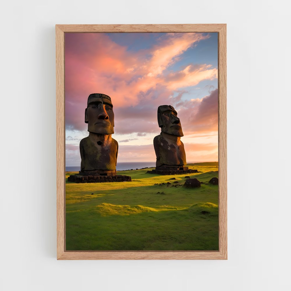 ap-easter island moai-2 cadre Bois clair