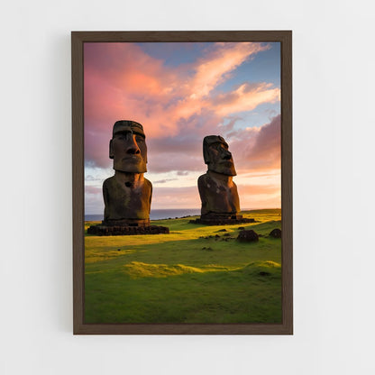 ap-easter island moai-2 cadre Bois foncé