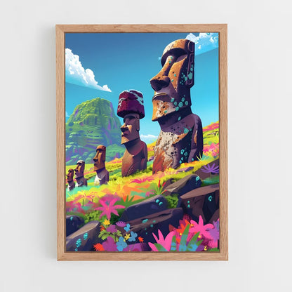 ap-easter island moai-8 cadre Bois clair