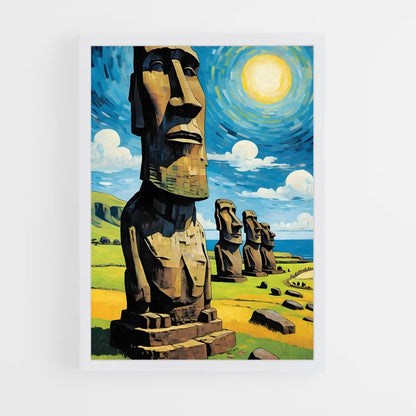 ap-easter island moai-9 cadre Blanc