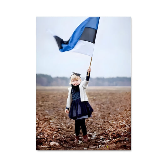 Poster Petite Fille et Drapeau
