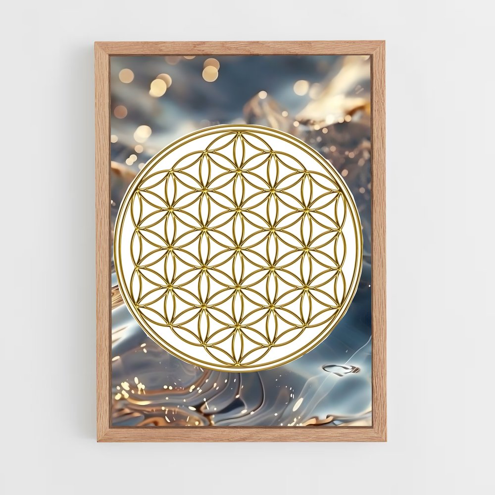 ap-flower of life-4 cadre Bois clair