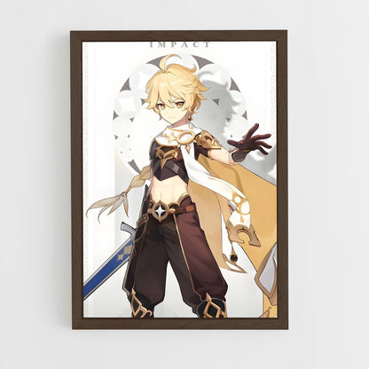 ap-genshin traveler-1 cadre Bois foncé