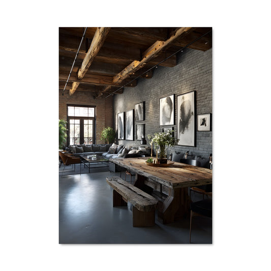 Poster Table en Bois Artisanale