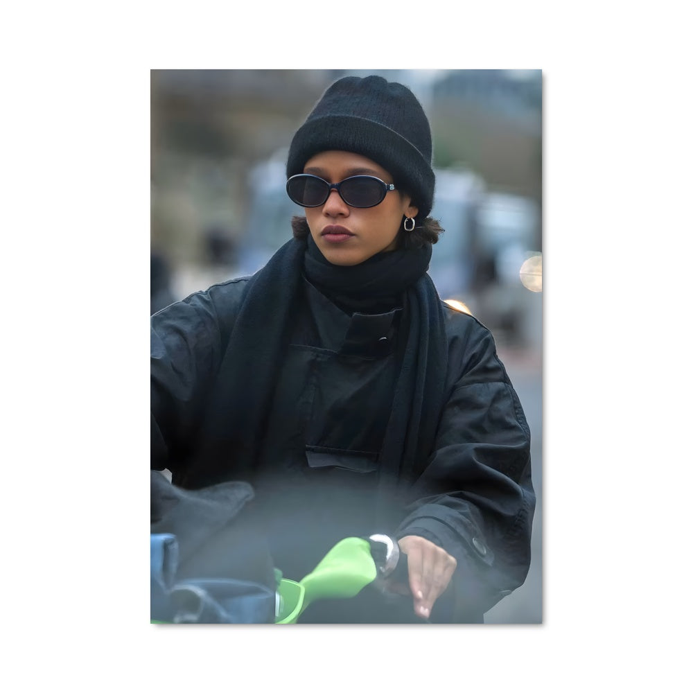 Poster Mademoiselle en Moto