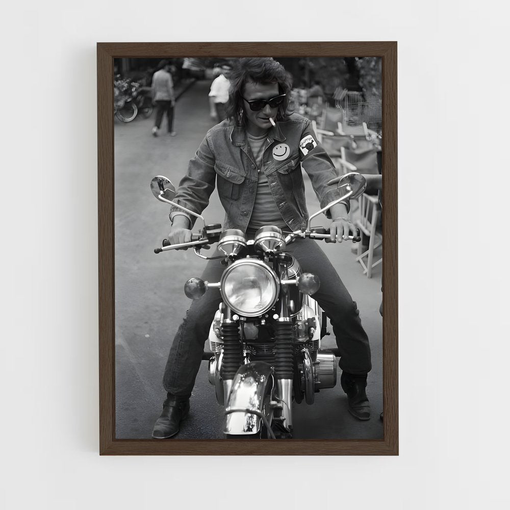 ap-johnny hallyday-8 cadre Bois foncé