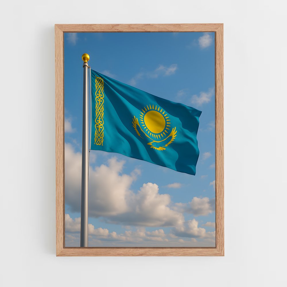 ap-kazakhstan flag-1 cadre Bois clair
