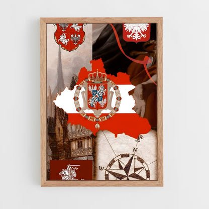 ap-kingdom of poland flag-1 cadre Bois clair