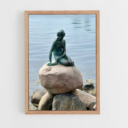 ap-little mermaid statue-3 cadre Bois clair