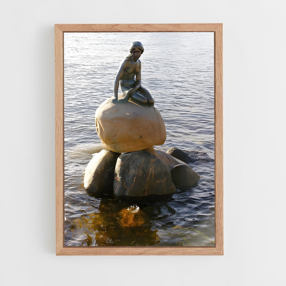 ap-little mermaid statue-5 cadre Bois clair