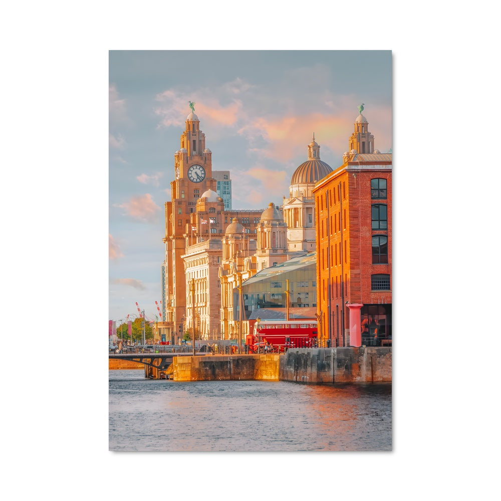 Poster Liverpool, Rive et Horloge