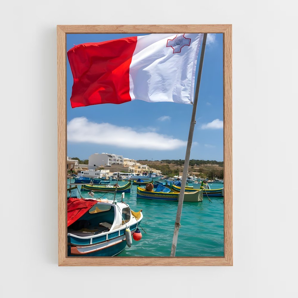 ap-malta flag-1 cadre Bois clair