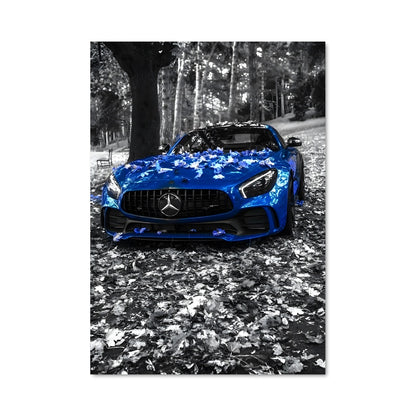 Poster Mercedes en Forêt
