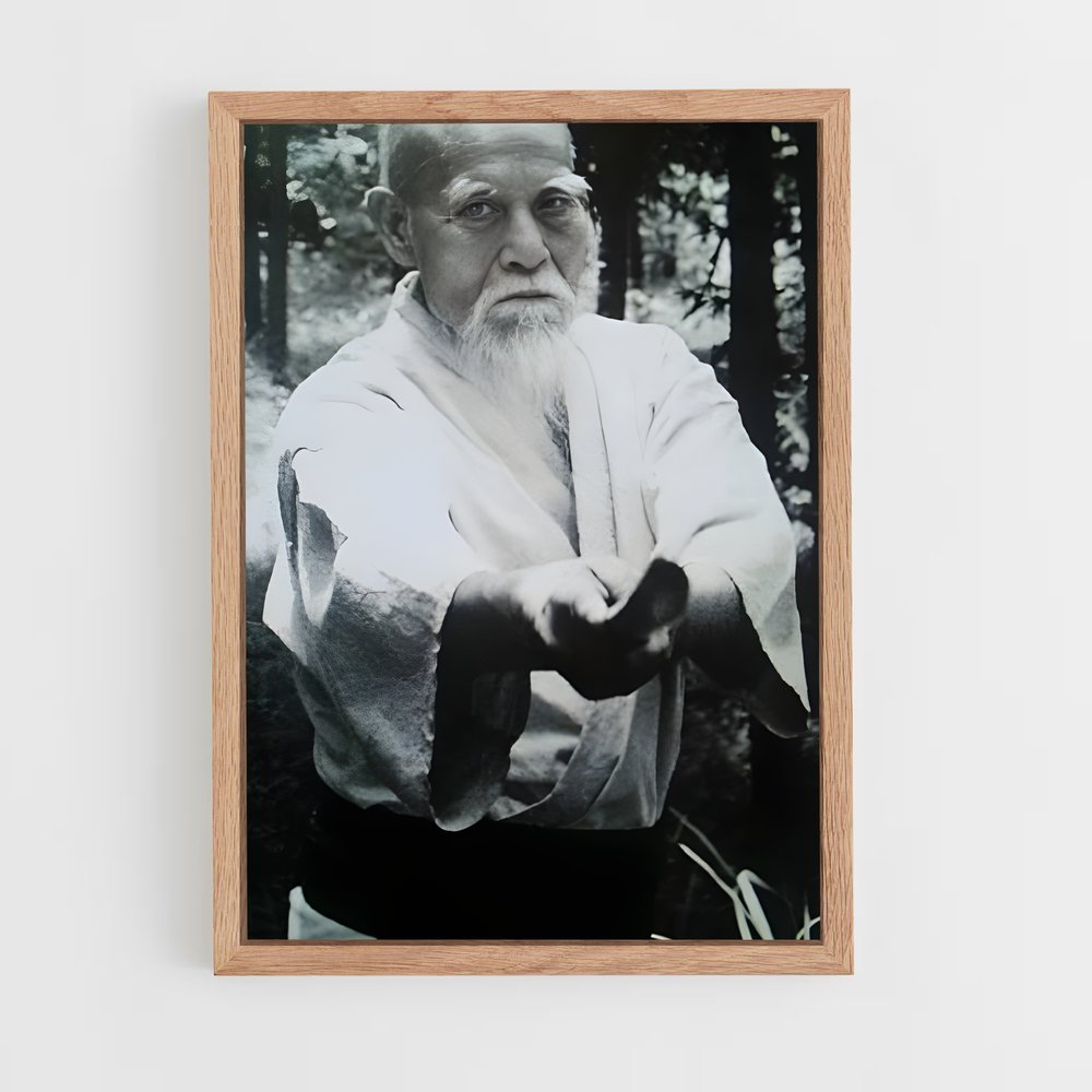 ap-morihei ueshiba-4 cadre Bois clair