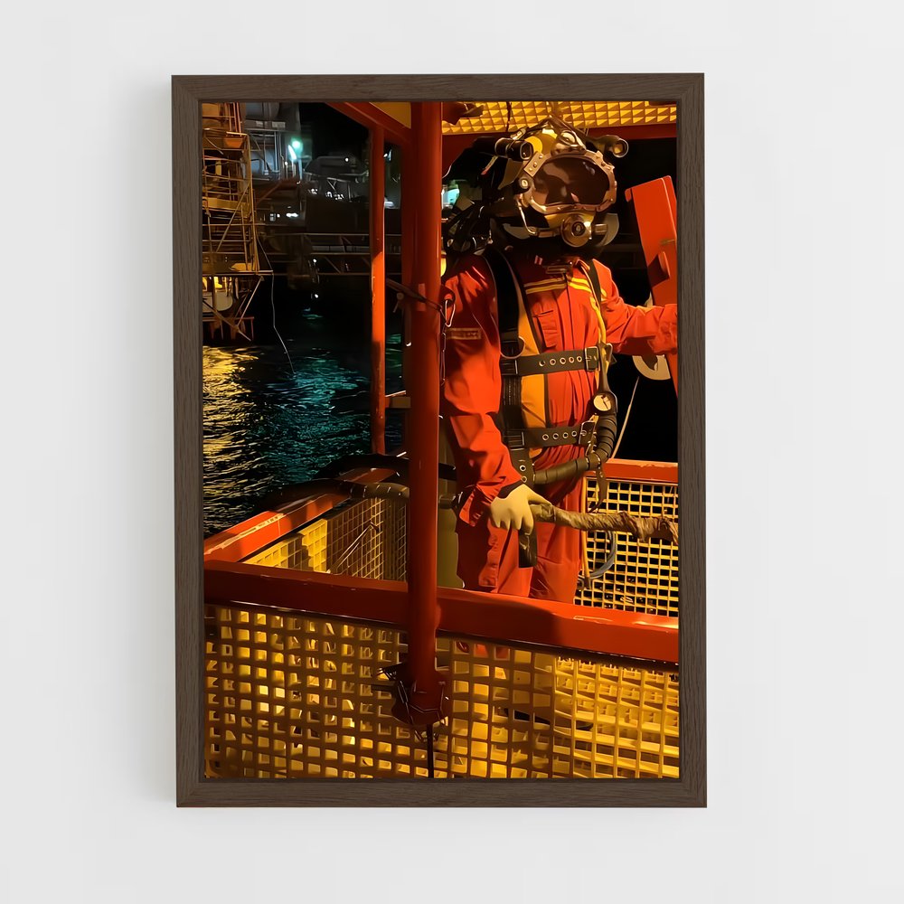 ap-oil rig worker-4 cadre Bois foncé