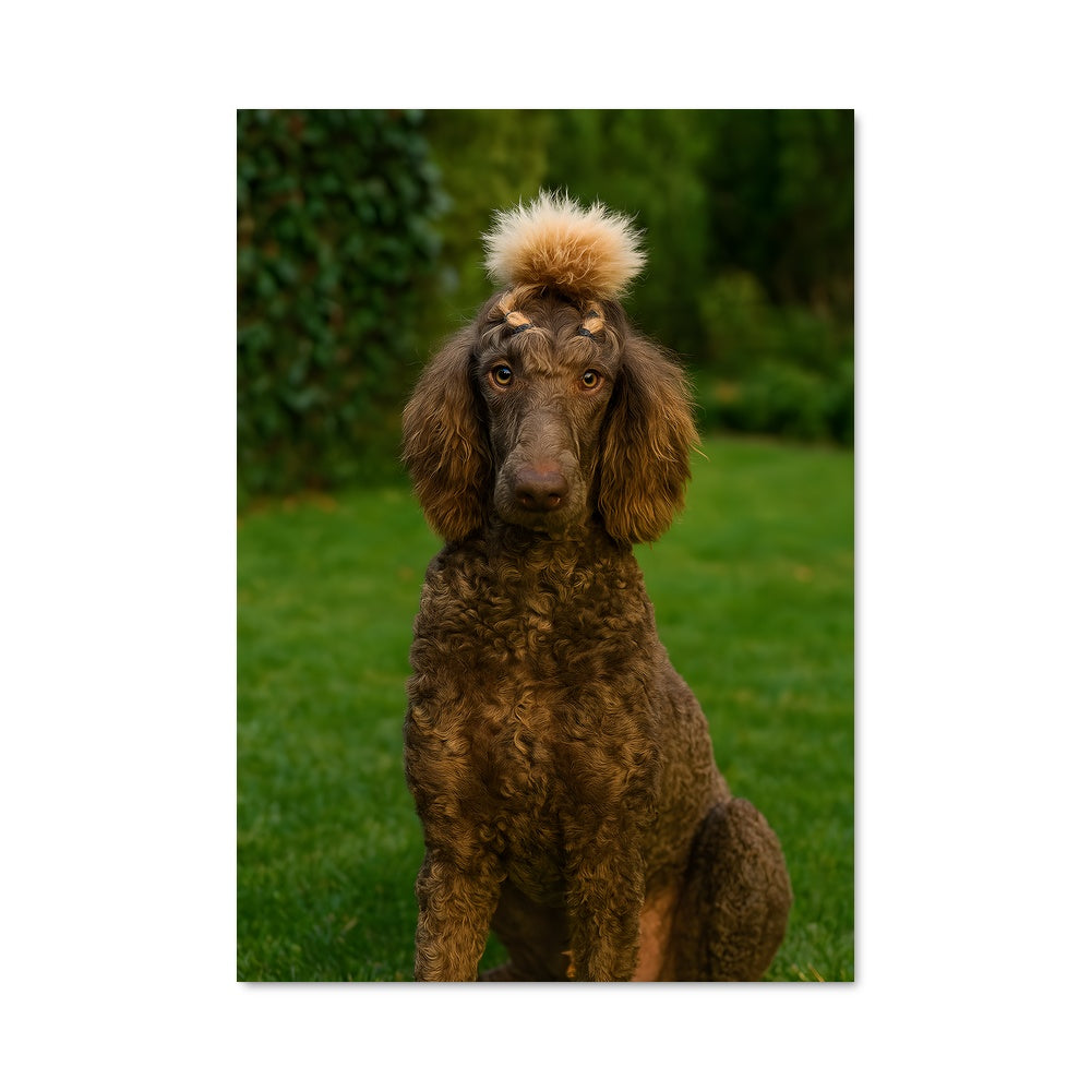 Poster Poodle à l'Herbe Verte