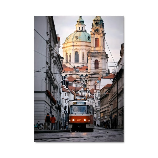 Poster Tram Rouge à Prague