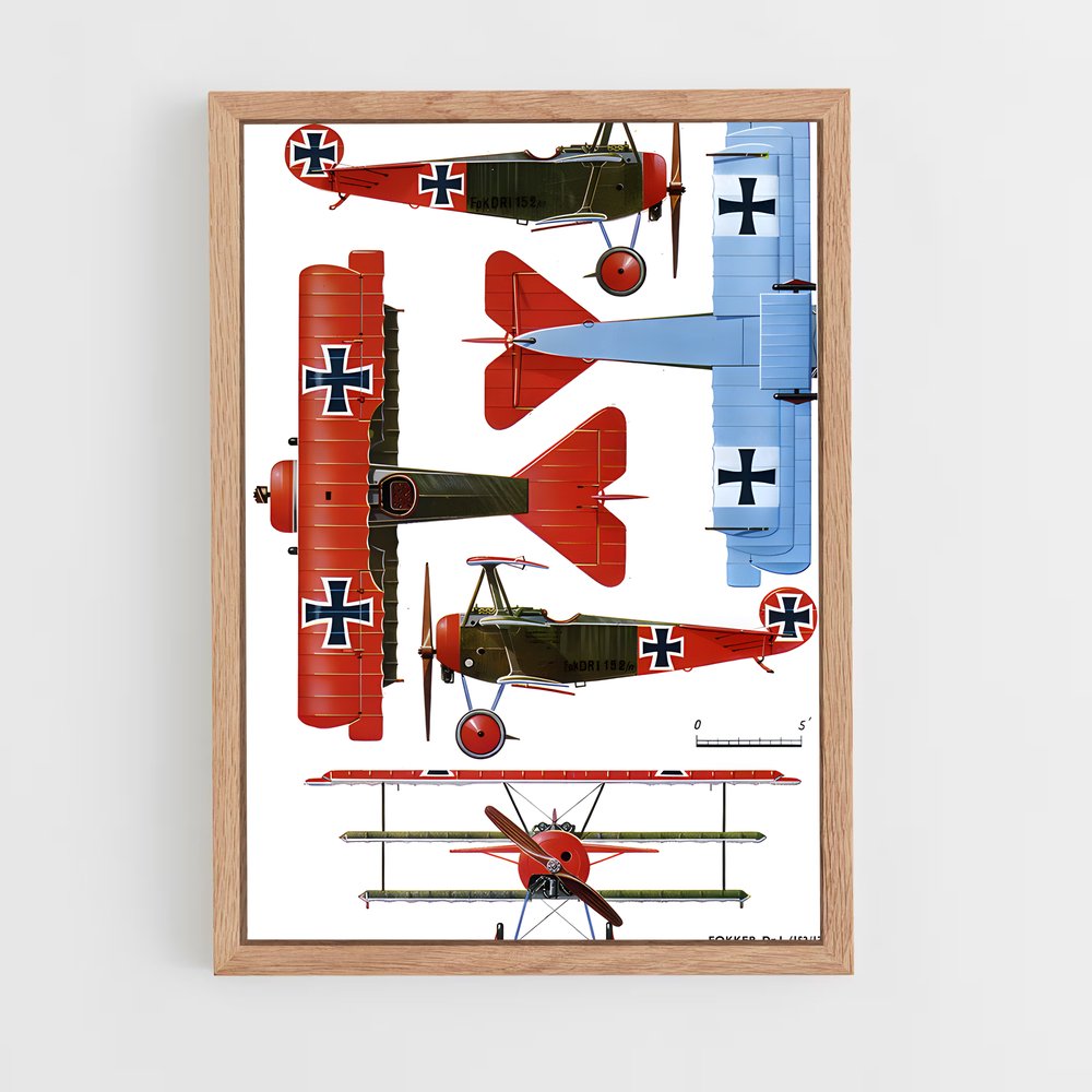 ap-red baron fokker dr.i-1 cadre Bois clair
