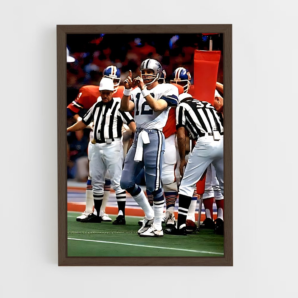 ap-roger staubach-4 cadre Bois foncé