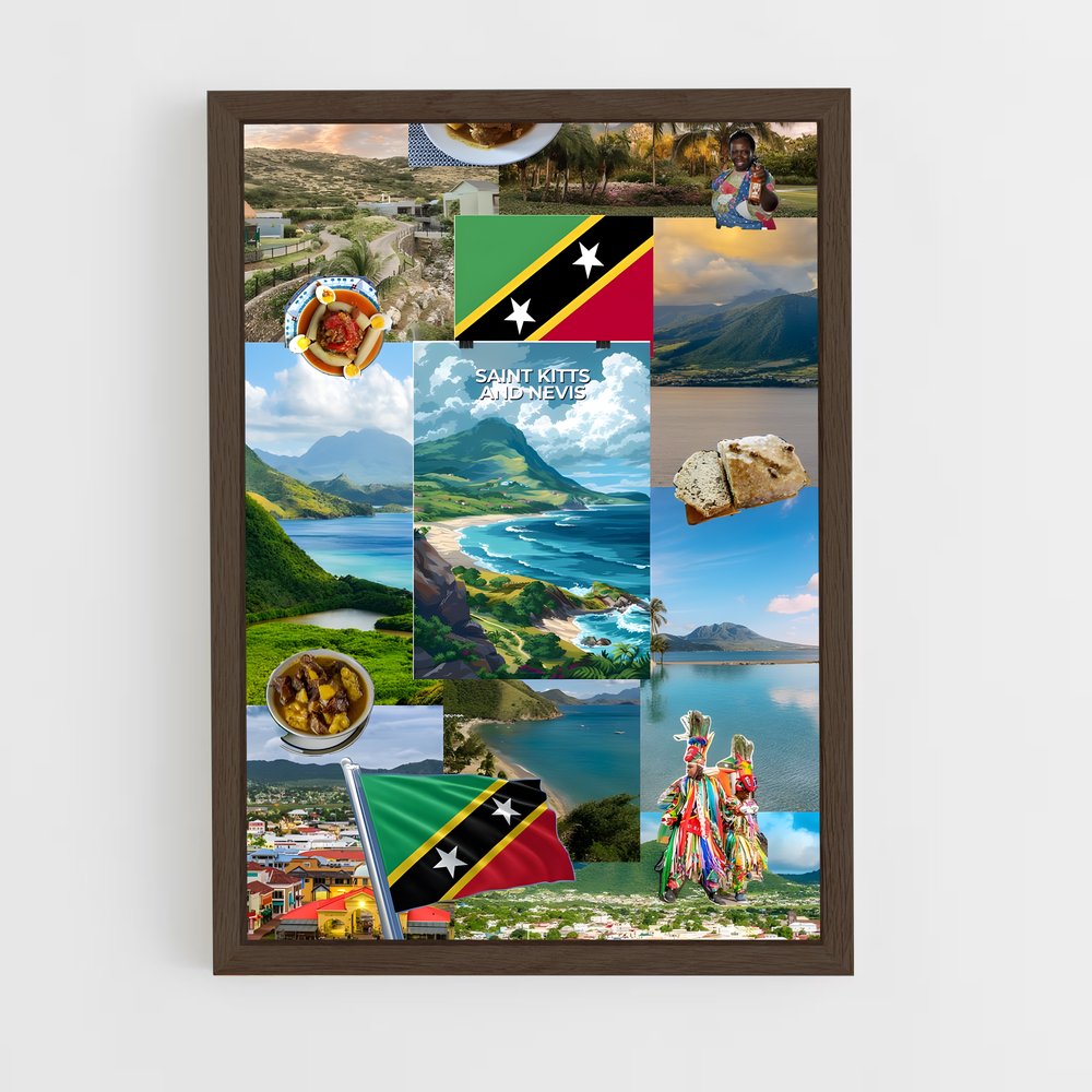 ap-saint kitts and nevis-3 cadre Bois foncé