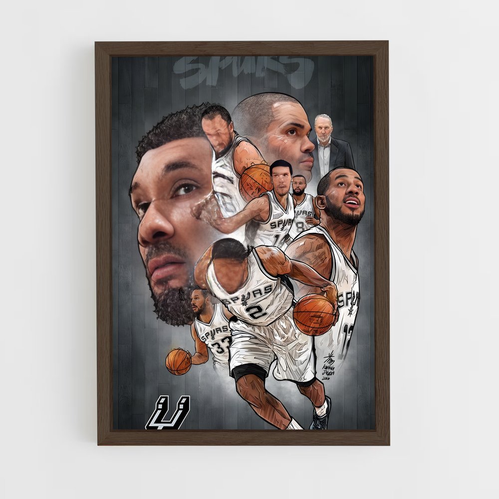 ap-san antonio spurs-2 cadre Bois foncé