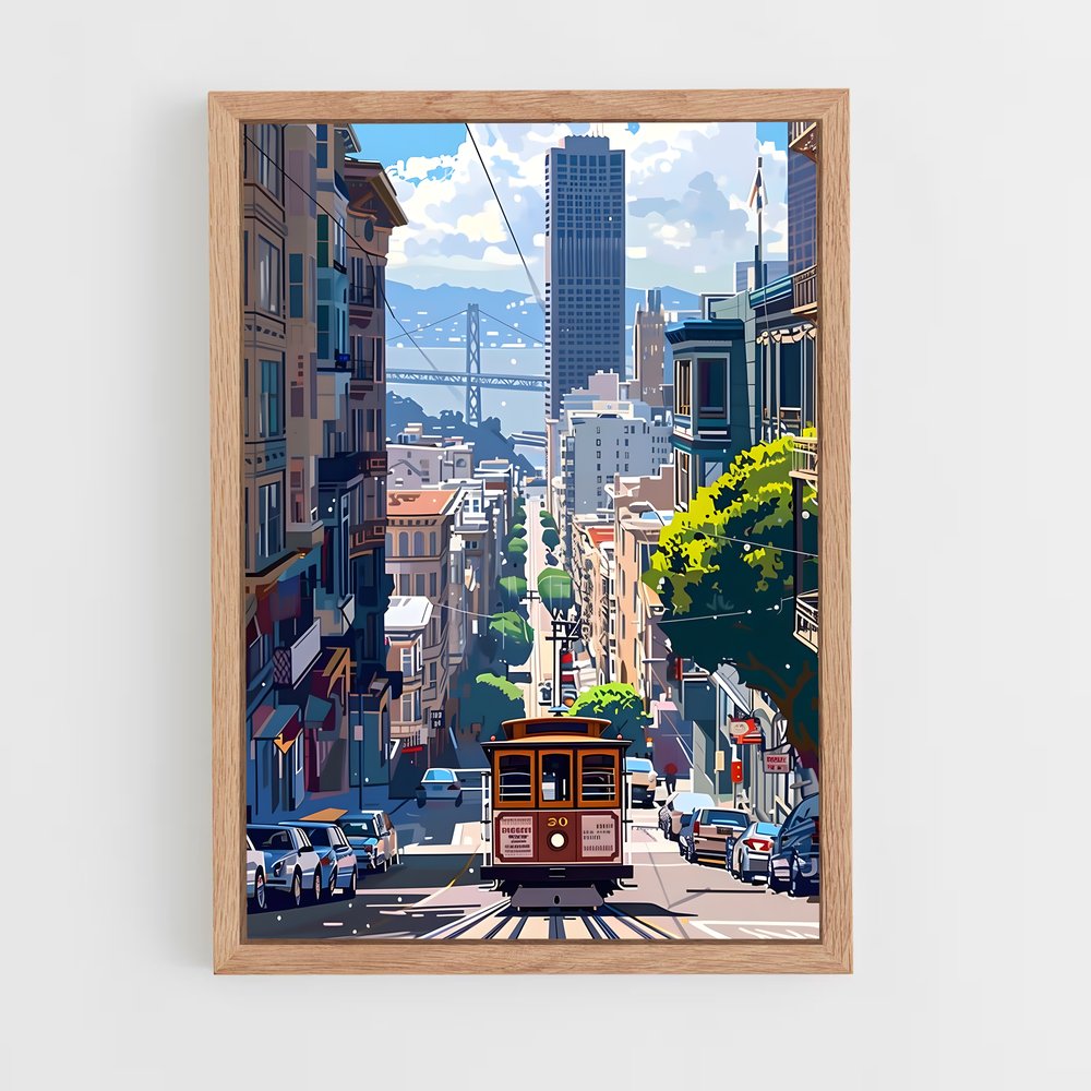 ap-san francisco cable car-7 cadre Bois clair