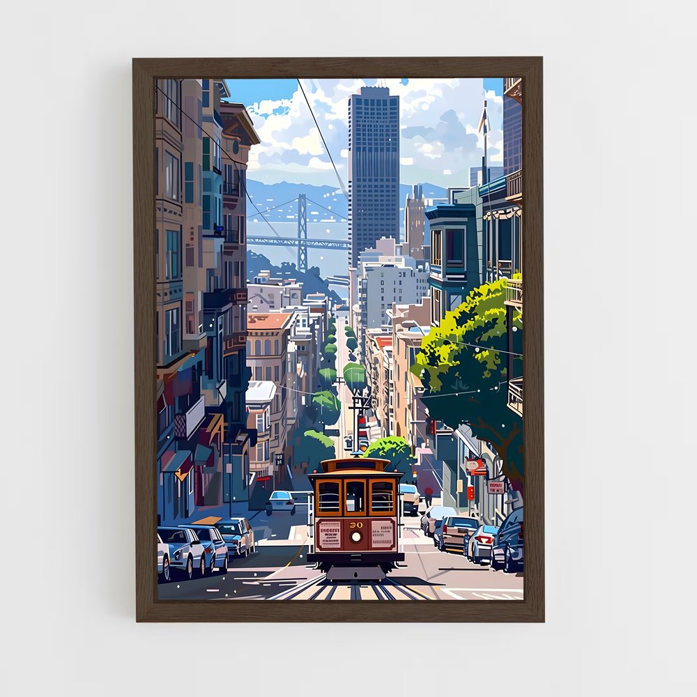 ap-san francisco cable car-7 cadre Bois foncé