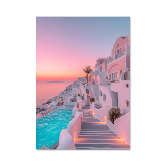 Poster Coucher de Soleil à Santorin