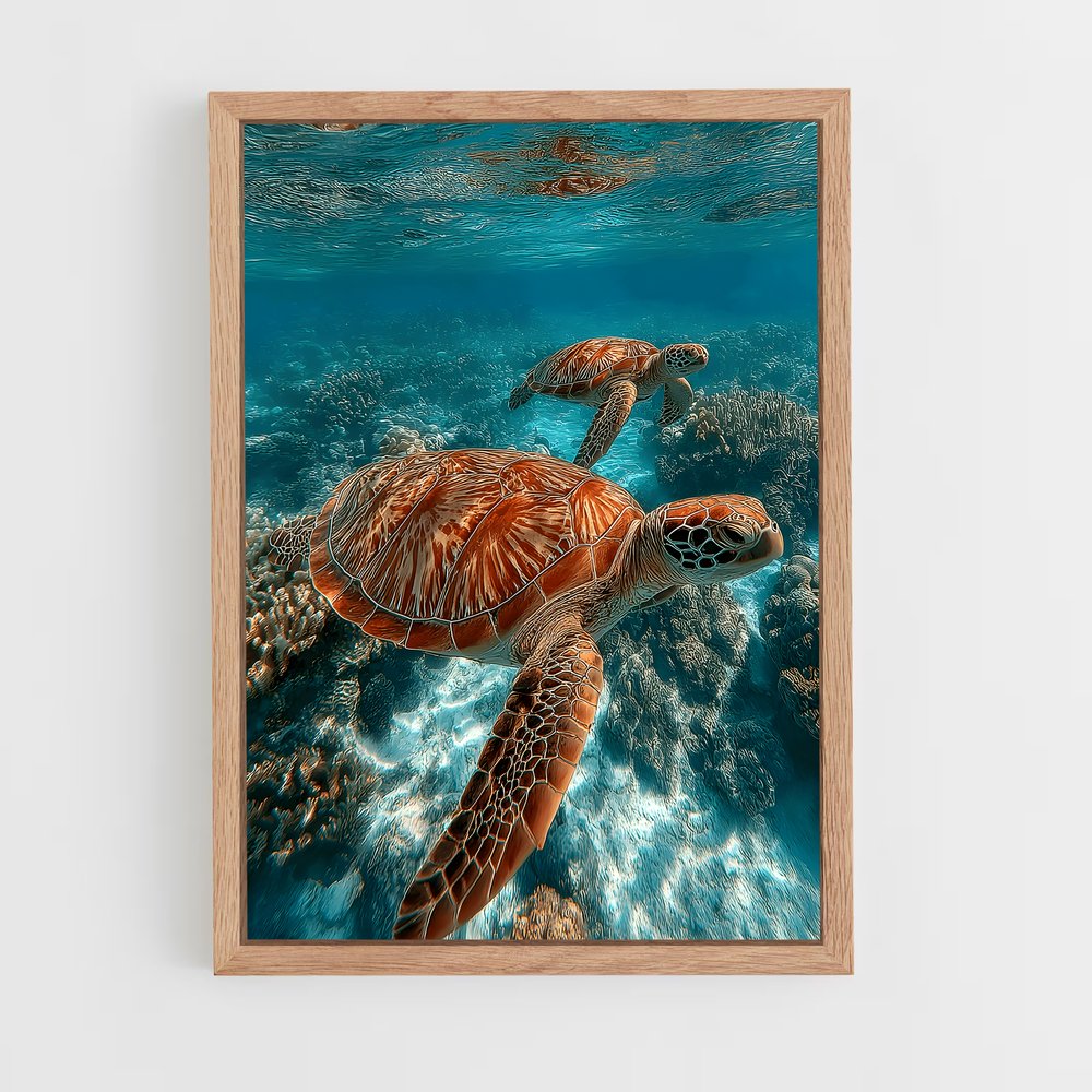 ap-sea turtle-13 cadre Bois clair