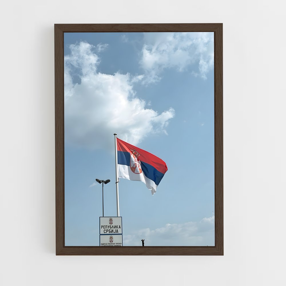 ap-serbia flag-3 cadre Bois foncé