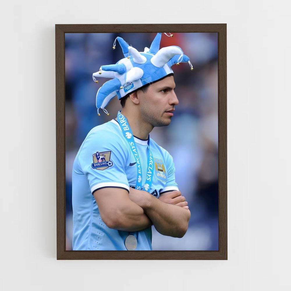 ap-sergio aguero-7 cadre Bois foncé