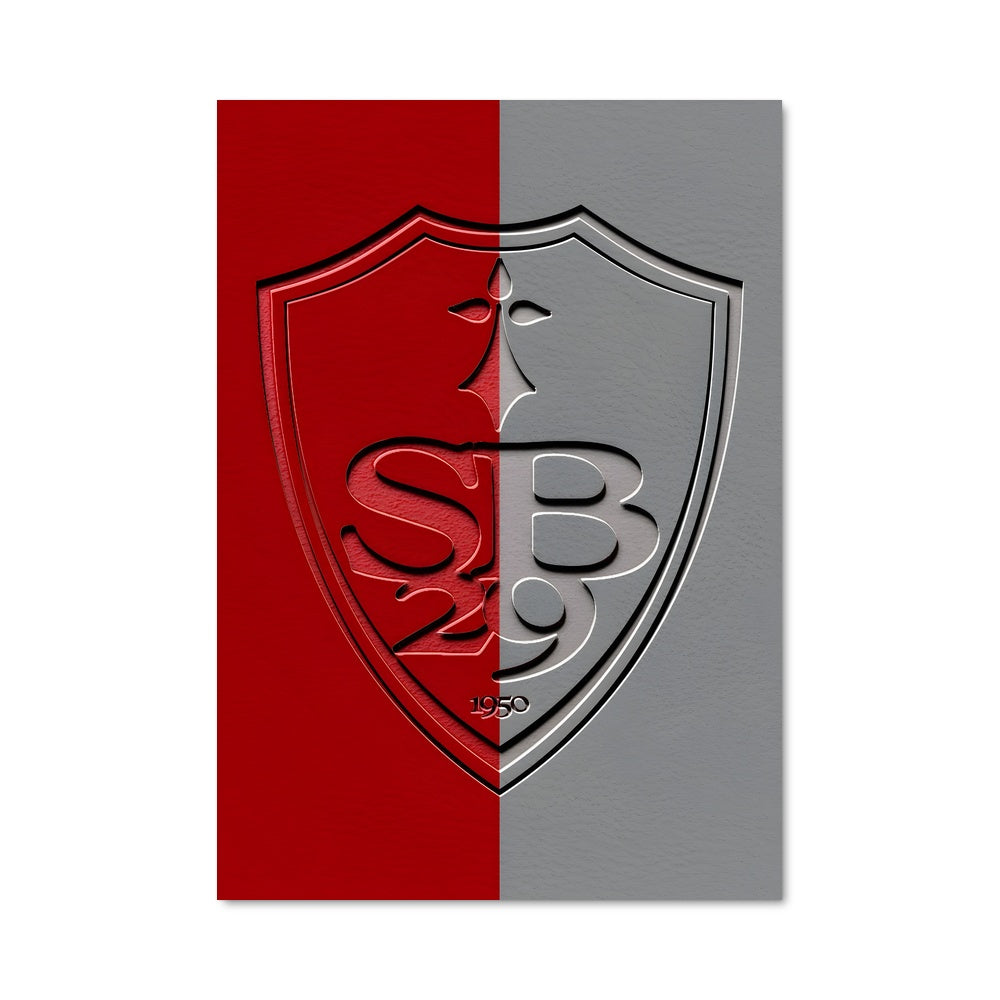 Poster Écusson Rouge et Gris