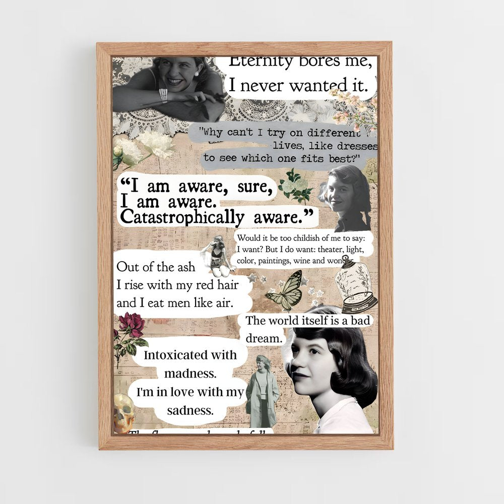 ap-sylvia plath-2 cadre Bois clair