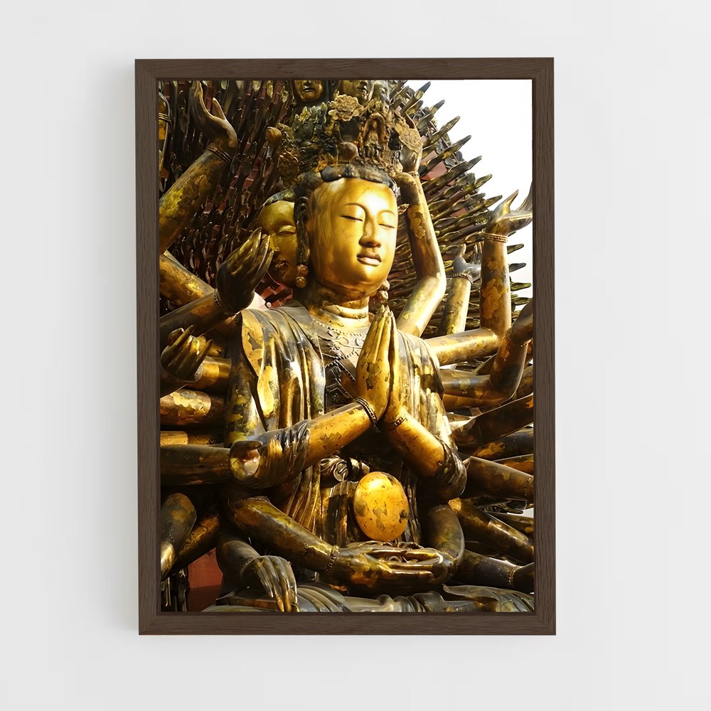 ap-thousand arm buddha-5 cadre Bois foncé