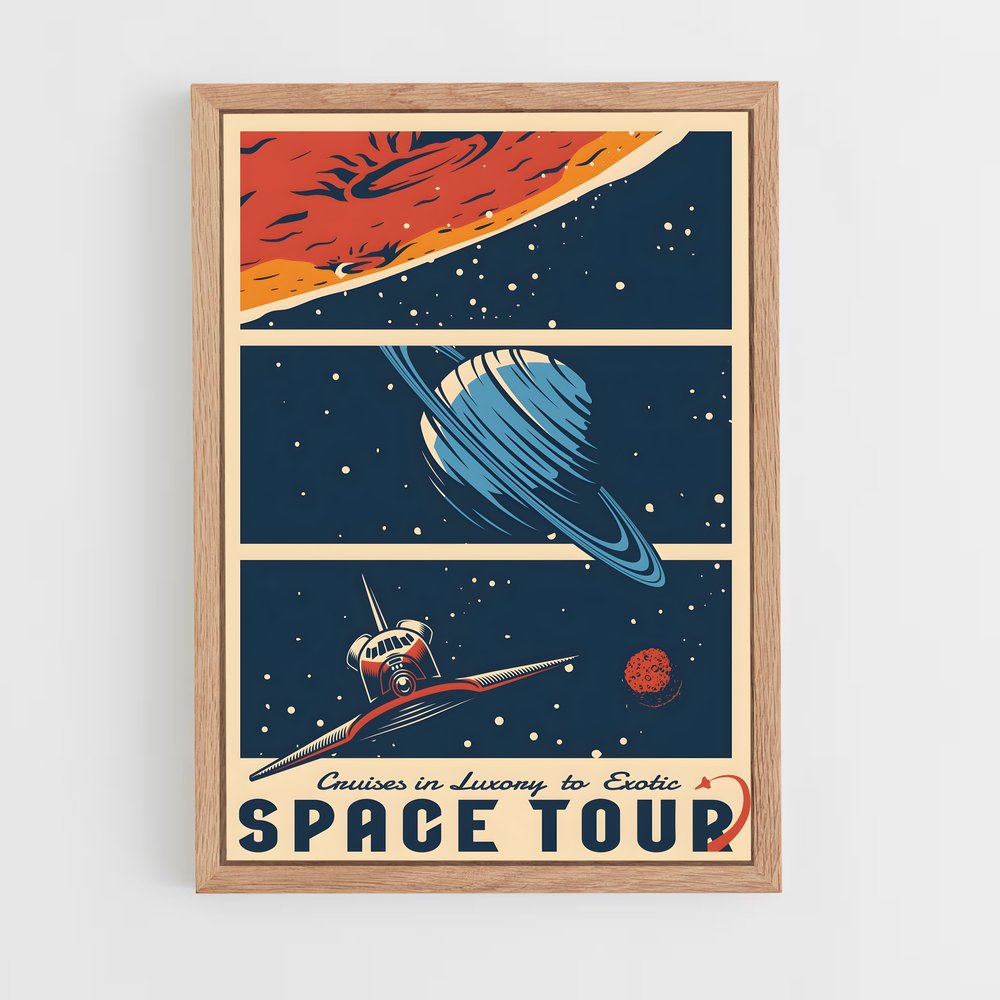 ap-vintage space posters-2 cadre Bois clair