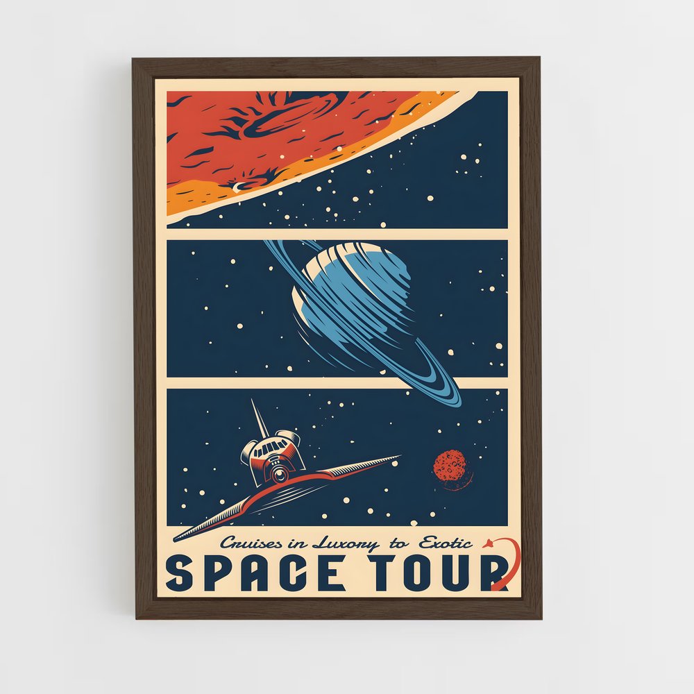 ap-vintage space posters-2 cadre Bois foncé
