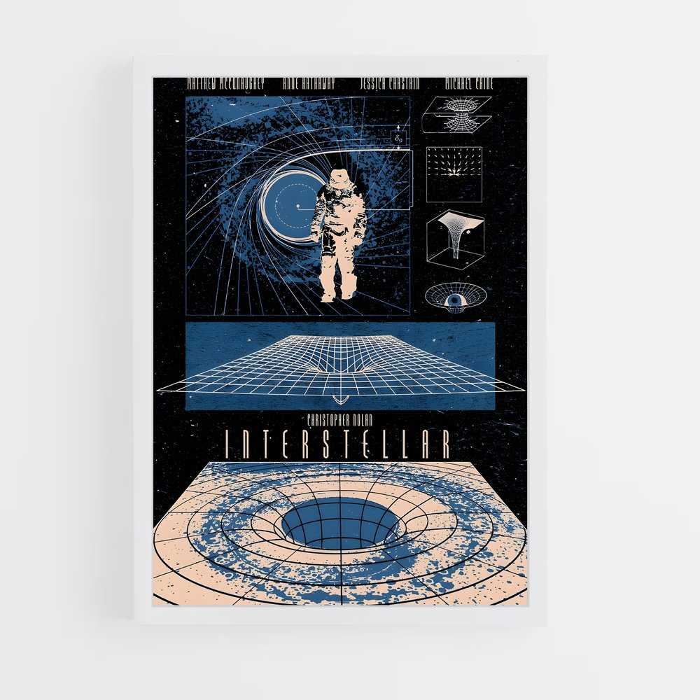 ap-vintage space posters-3 cadre Blanc
