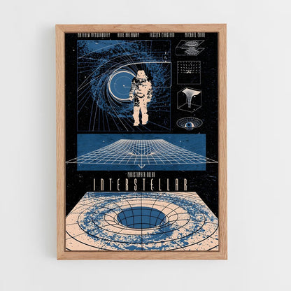 ap-vintage space posters-3 cadre Bois clair