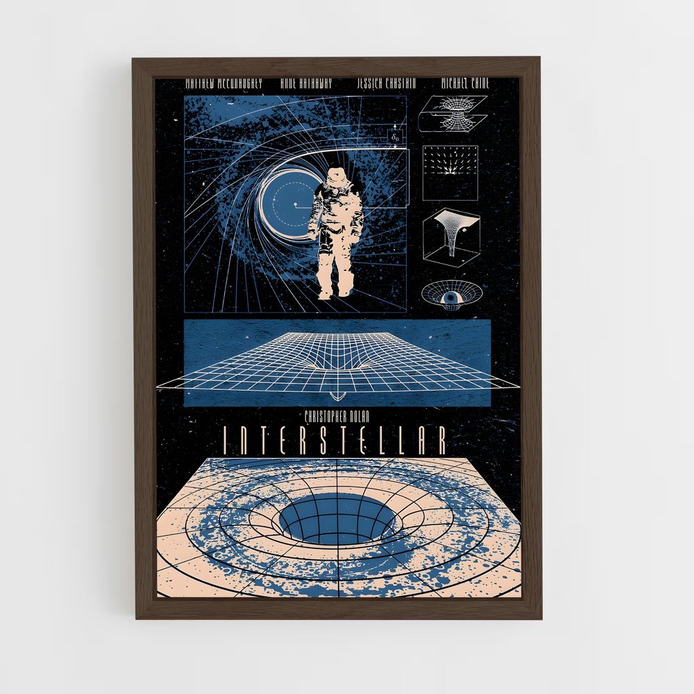 ap-vintage space posters-3 cadre Bois foncé