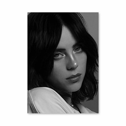 Poster Billie Eilish in bianco e nero