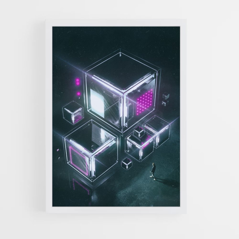 Poster del cubo futuristico