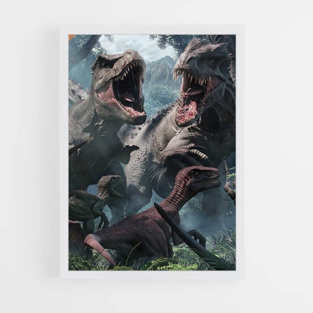 Poster di lotta tra dinosauri