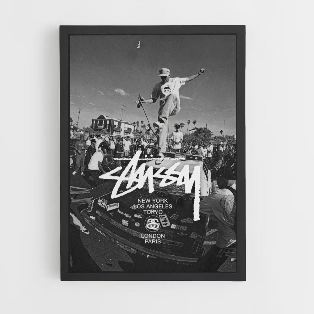 Poster Stussy in bianco e nero