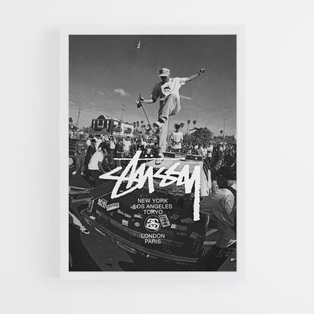 Poster Stussy in bianco e nero