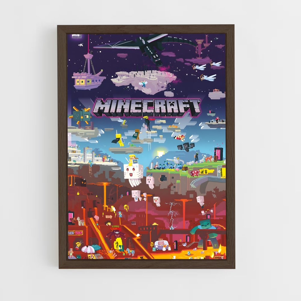 minecraft-4 cadre Bois foncé