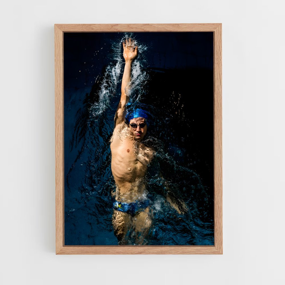natation-2 cadre Bois clair
