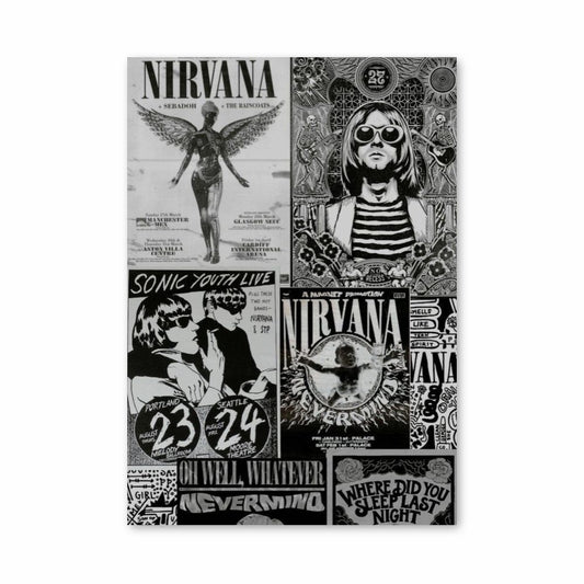 Poster in bianco e nero dei Nirvana