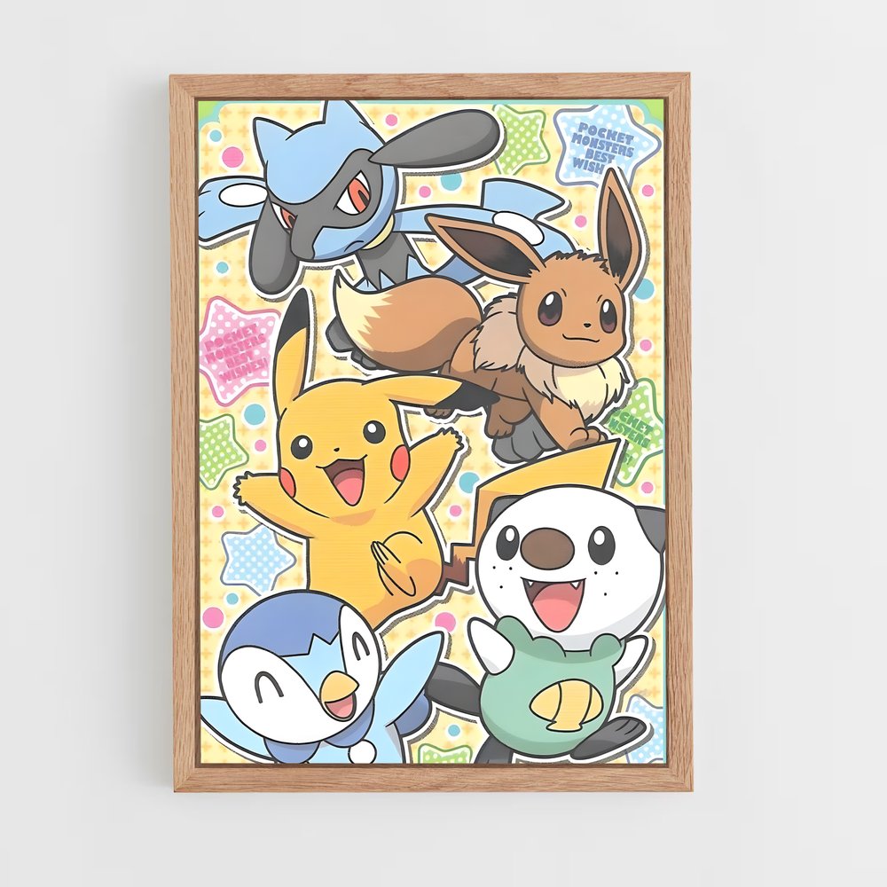 pokemon-15 cadre Bois clair