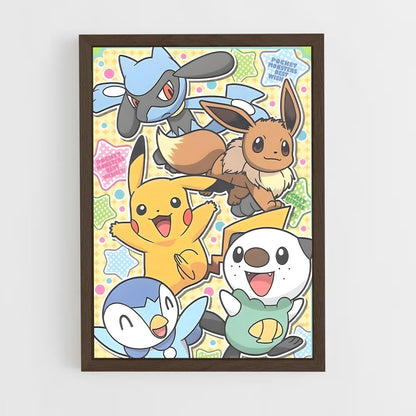 pokemon-15 cadre Bois foncé