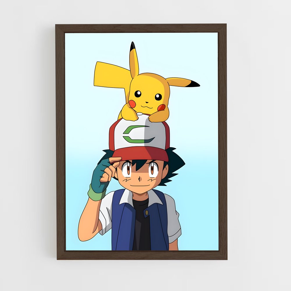 pokemon-8 cadre Bois foncé